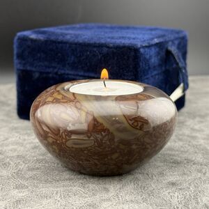 Miniature Memory Light Umber Candle Token Natural Marble Stone Cremation Urn